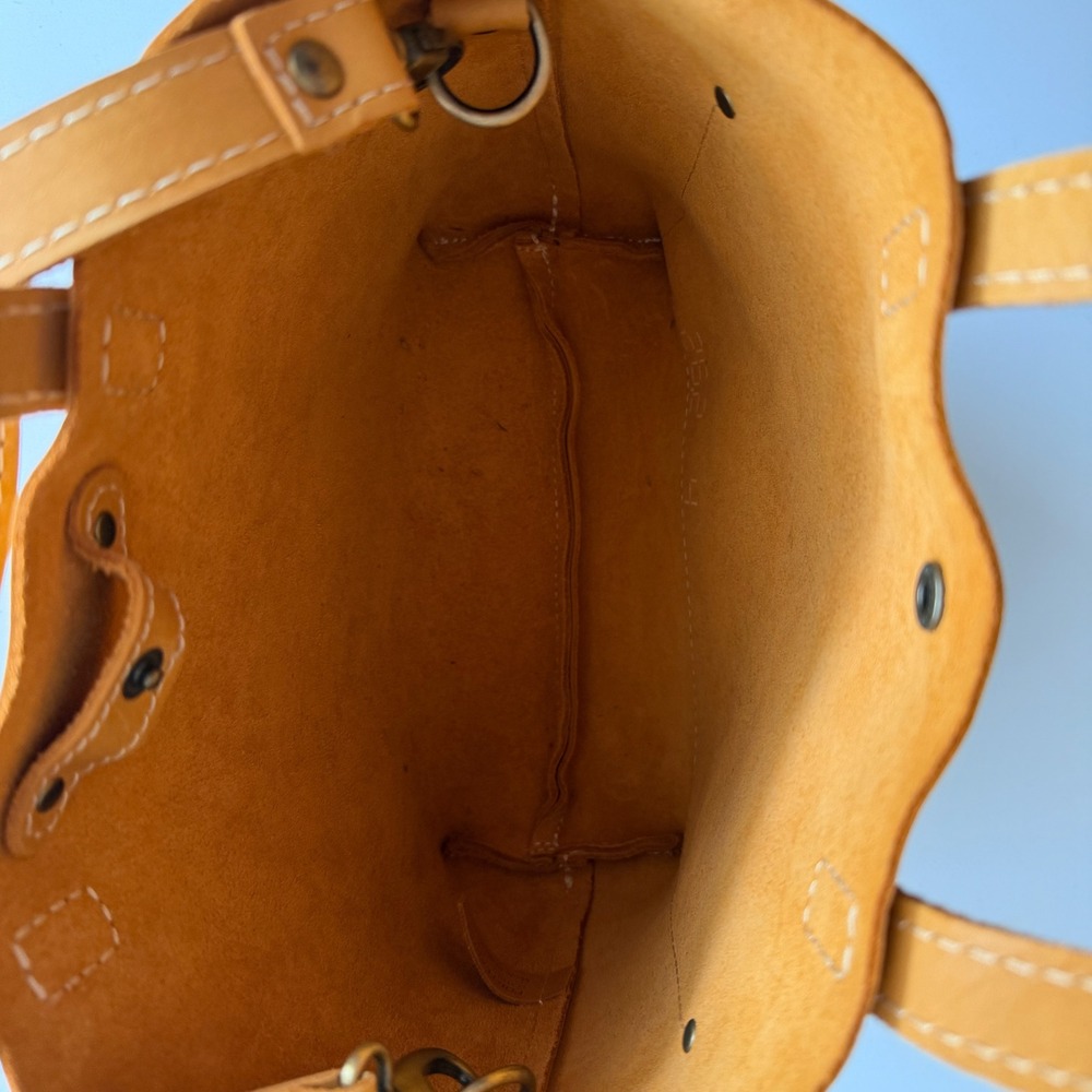 Portland Leather Goods Mini Crossbody Snap Top Sunflower Yellow Bag Purse - Picture 5 of 8